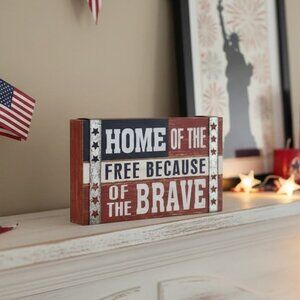 Home Of The Free Because Of The Brave Wood Wall Home Decoration Indoor Outdoor